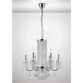 Image of Hanging light Emily 6 bulbs polished chrome / crystal