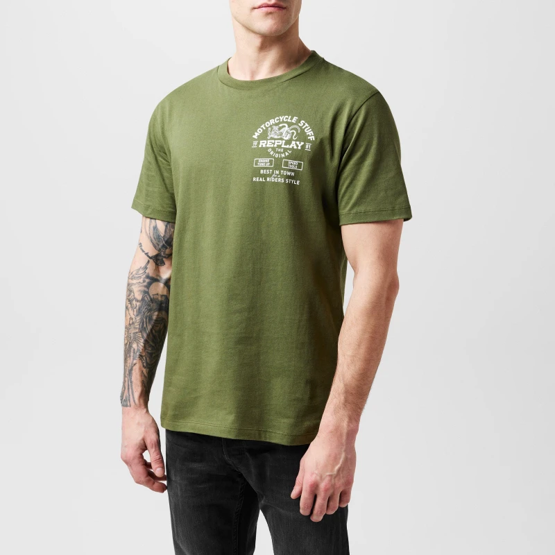 Image of Replay Motorcycle Stuff Regular Fit T-Shirt - Green Green M