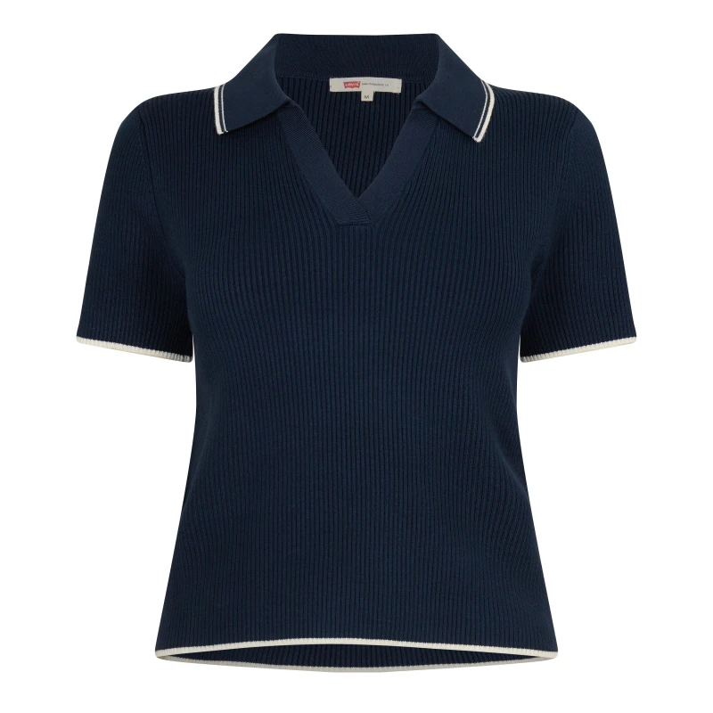Image of Levis Womens Faith Short Sleeve Polo Shirt Navy Blazer female 12 (M)