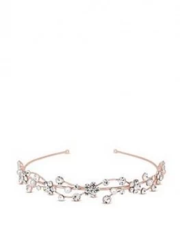 Image of Jon Richard Jon Richard Nina Crystal Flower And Pearl Waves Headband- Rose