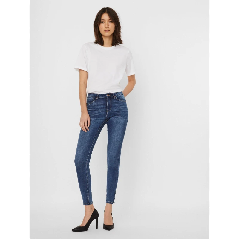 Image of Vero Moda Tilde Midrise Slim Ankle Zip Jeans - Blue Blue 25 L28