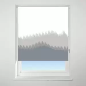 Image of Universal Patterned Blur Border Grey Blackout Roller Blind Grey