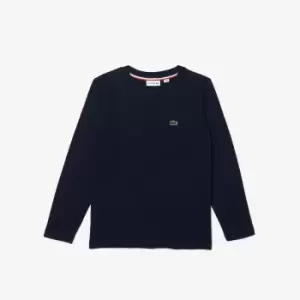 Image of Lacoste Kids Crew Neck Jersey T-Shirt Size 6 yrs Navy Blue