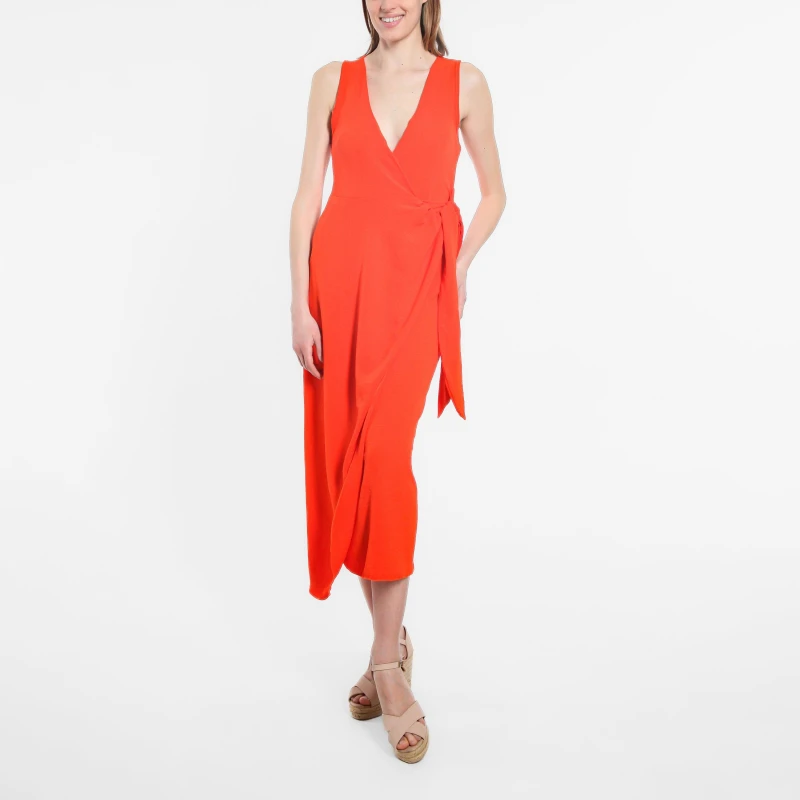Image of Be You Sleeveless Wrap Dress - Orange Orange 10