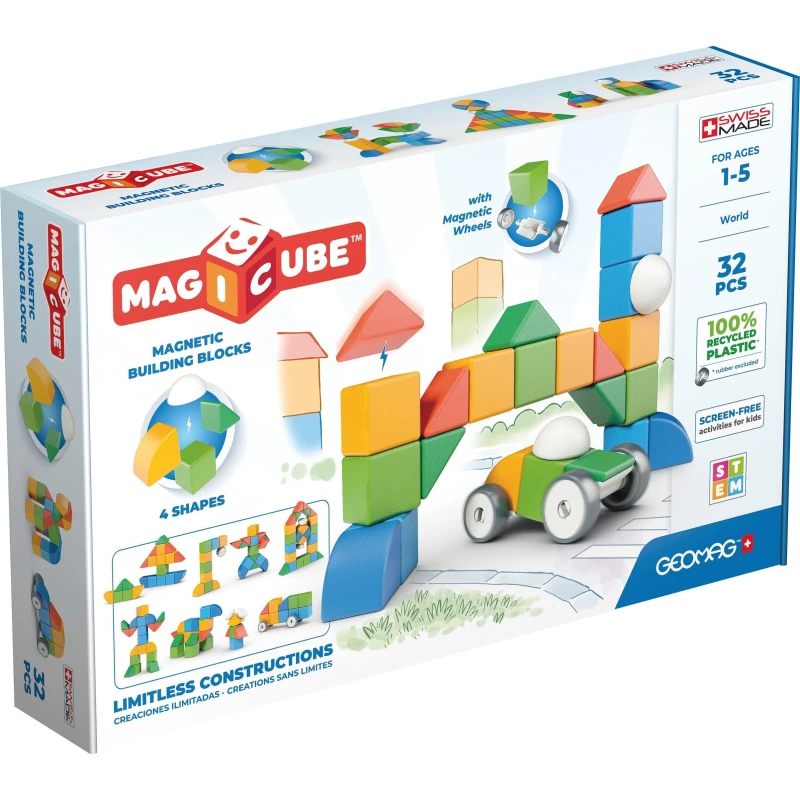 Image of Geomag Magicube Recycled Plastic World Magnetic Shapes Multi