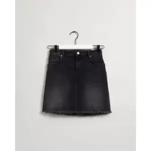 Image of Gant Fringe Denim Skirt - Black