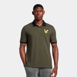 Image of Mens Block Marl Polo Shirt - Olive Marl/Jet Black - S