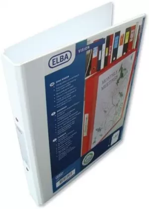 Image of Elba A4 25mm 4 O Ring PVC Ring Binder with Clear Front Pocket White Pack of 10