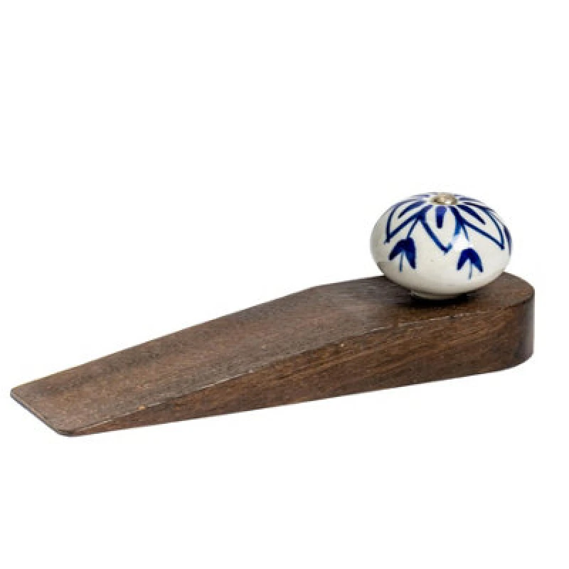 Image of Nicola Spring Traditional Vintage Wooden Door Wedge Stop Navy