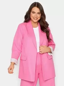 Image of Yours Linen Tailored Blazer Pink, Size 20, Women