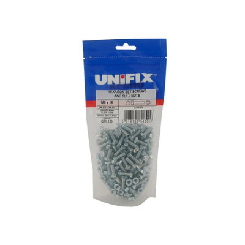 Image of Unifix Grade 8.8 Hex Setscrews & Full Nuts M10 X 50 - Poumhsn10 050 081 -