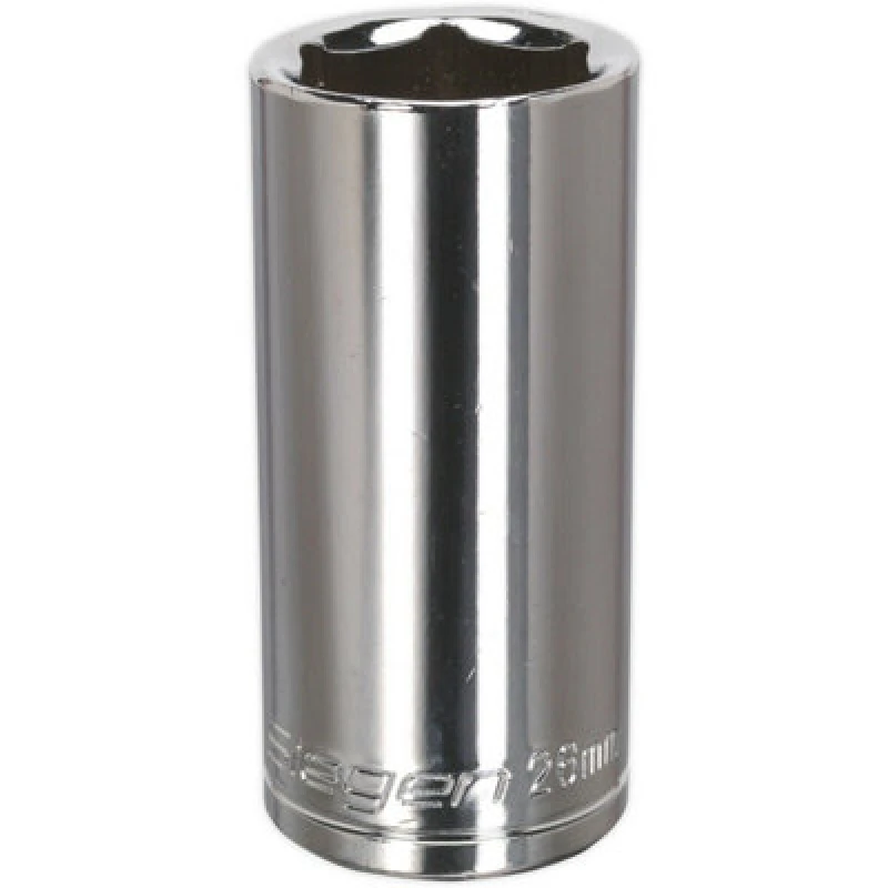 Image of Loops 26mm Chrome Plated Deep Drive Socket - 1/2" Square Drive High Grade Carbon Steel Metallics