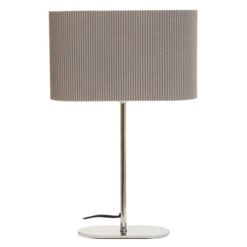 Image of Orsina Silver Table Lamp, Shiny Silver Ceramic Base With Ribbed Texture, White Fabric Shade For Soft