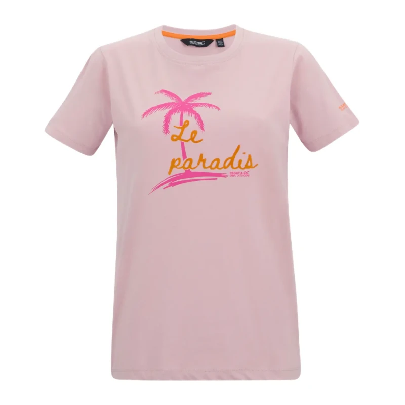 Image of Regatta Womens Filandra IX Short Sleeved Graphic T-Shirt in Pale Pink Size: 14 Pale Pink Female 14