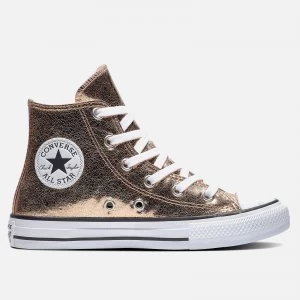 Image of Converse Kids Chuck Taylor All Star Hi - Top Trainers - Gold/ White - UK 2 Kids