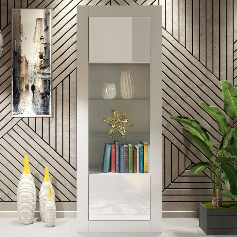Image of Creative Furniture Illume Display Cabinet 170cm - White with Gloss Doors White Unisex