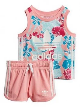 Image of Boys, adidas Originals Infant Girls Tank Short Set - Pink, Size 3-6 Months
