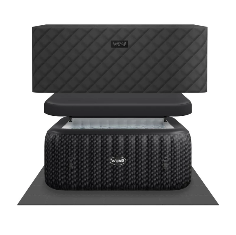Image of Wave Spas Wave Pacific Energy-Efficient Hot Tub Bundle 6 Person in Black Unisex 6 Person