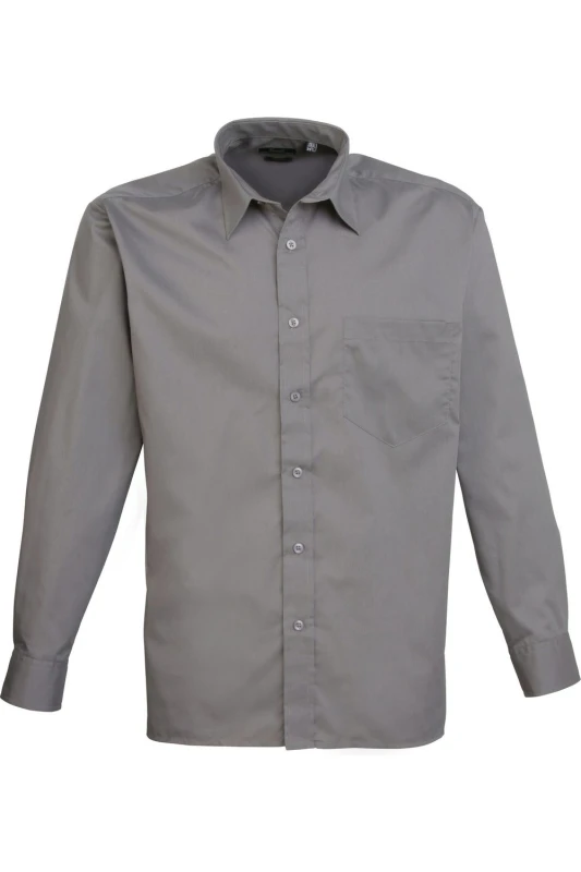 Image of Premier Premier Men Poplin Long-Sleeved Formal Shirt in Dark Grey Dark Grey One Size Male 5055805362186