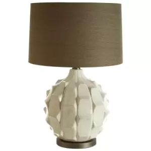 Image of Premier Housewares Usha Table Lamp with Brown/Grey Linen Shade