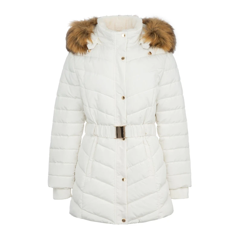 Image of Firetrap Womens Waterproof Long Sleeve Mid-Length Puffer Jacket Cream female 8 (36)