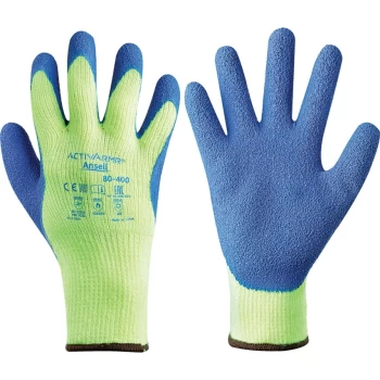 Image of 80-400 Powerflex Hi-vis Palm-side Coated Yellow/Blue Gloves - Size 7