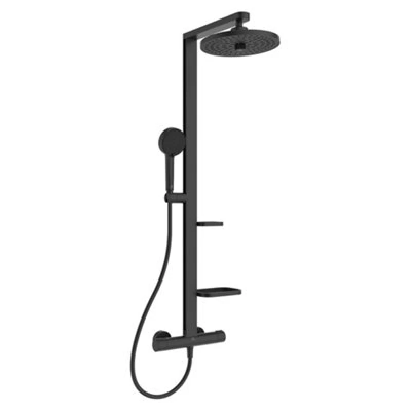 Image of Ideal Standard Ceratherm Alu+ Black Rear Fed Thermostatic Multi Head Shower With 2 Heads & 1750M Hose Length