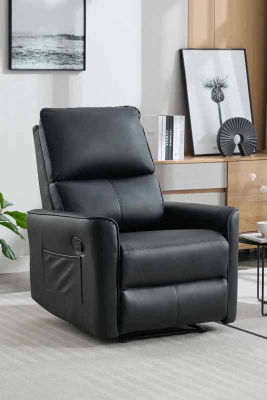 Image of More4Homes Madrid Manual Air Leather Recliner Chair Black