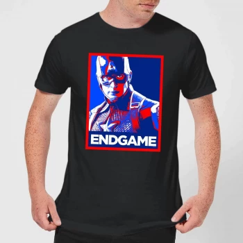 Image of Avengers Endgame Captain America Poster Mens T-Shirt - Black - 5XL