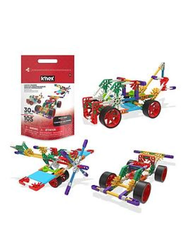 Image of Basic Fun K'NEX Custom Cruisers Building Set - 30 Model STEM Construction Kit with 325 Pieces & Storage Bag - Creative Toy for Kids Aged 7+