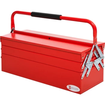 Image of Durhand - Metal Tool Box 3 Tier 5 Tray Professional Portable Storage Cabinet Workshop Cantilever Toolbox with Carry Handle, 57cmx21cmx41cm, Red