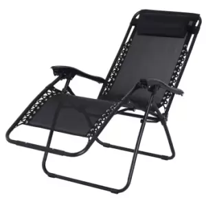 Image of Outsunny Zero Gravity Lounger w/ Head Pillow - Black