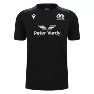 Image of Macron Scotland Rugby Training 6 Nations Shirt 2023 2024 Adults - Black