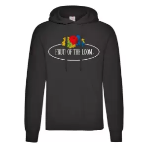 Image of Fruit of the Loom Mens Vintage Big Logo Hoodie (S) (Black)