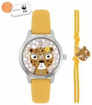 Image of Tikkers x WWF Leopard Dial Watch and Leopard Charm Bracelet
