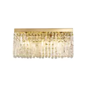 Image of 50x24cm Rectangular Large Wall Lamp, 3 Light E14, Gold, Crystal