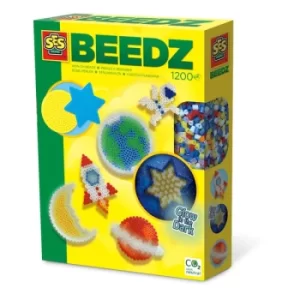 Image of SES CREATIVE Glow in the Dark Universe Iron-on Beads Mosaic Set, 5 Years or Above (06302)