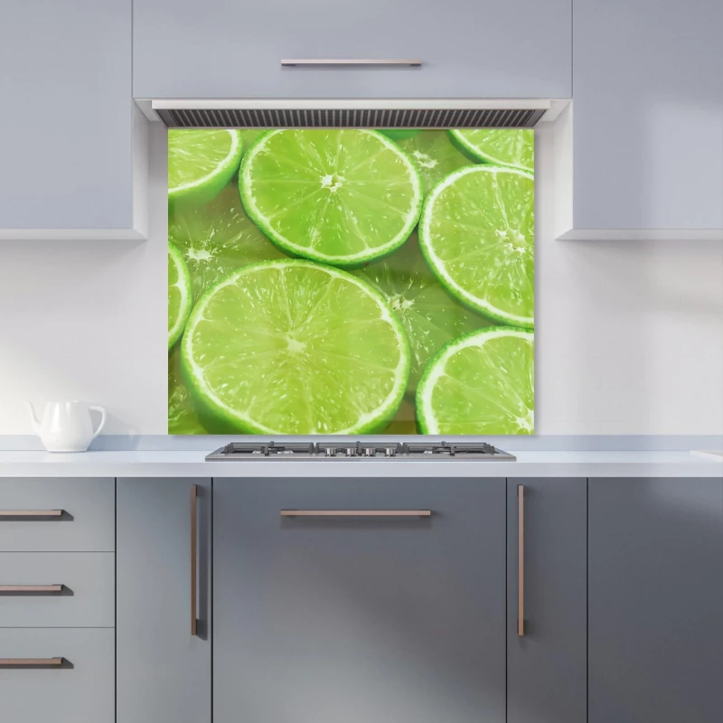 Image of Warren Reed - Designer Fresh Limes Kitchen Splashback in Green Size: 600mm x 650mm Green Unisex 600mm x 650mm