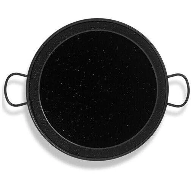 Image of Verano Spanish Ceramics Enamelled Steel Paella Pan With Handles Kitchen Cookware (Diam) 34cm Black unisex
