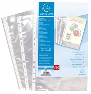 Image of Exacompta Punch Pockets PP A4 60mic Clear PK100