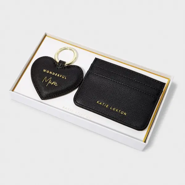 Image of Katie Loxton Black Card Holder & Keyring Set KLB3062