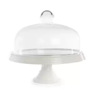 Image of Ceramic Cake Stand with Glass Cover M&W