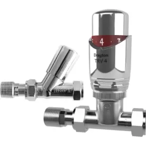 Image of Drayton TRV4 All 15mm Straight with Lockshield in Chrome Brass