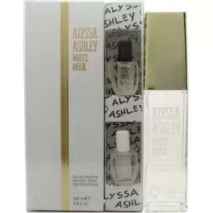 Image of Alyssa Ashley White Musk Gift Set 100ml Eau de Toilette + 5ml Musk Perfume Oil + 5ml White Musk Perfume Oil