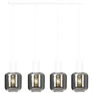 Image of Emibig Ingvar White Bar Pendant Ceiling Light with Graphite Glass Shades, 4x E14