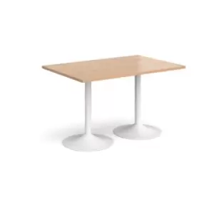 Image of Genoa rectangular dining table with white trumpet base 1200mm x 800mm - beech