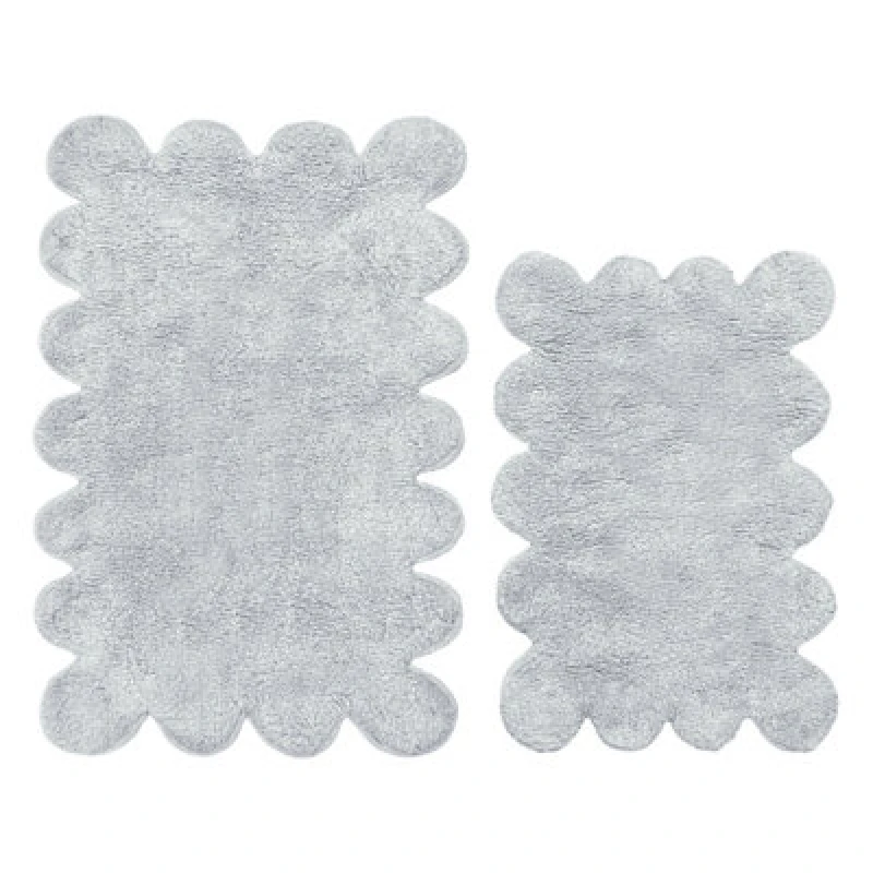 Image of Allure Bath Fashions Two Piece Scallop Bath Mat Set - Grey