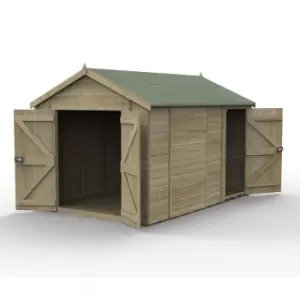 Image of 12' x 8' Forest Timberdale 25yr Guarantee Tongue & Groove Pressure Treated Windowless Double Door Combination Apex Shed (3.65m x 2.52m)