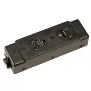 Image of Under desk power bar 2 x UK sockets - black