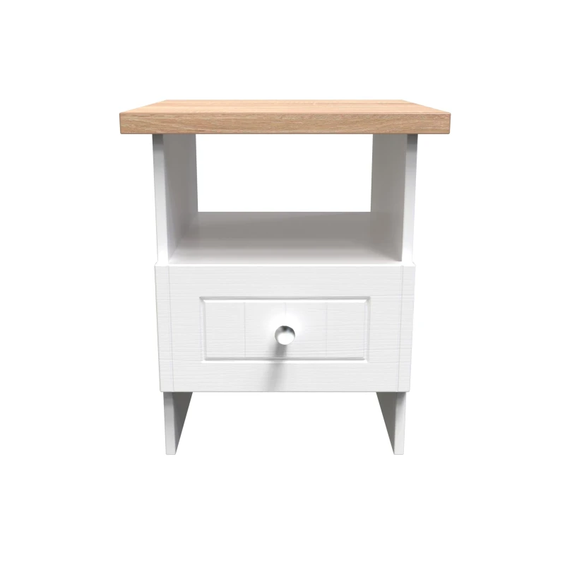Image of Ready Assembled 2 U Norton Bottom Drawer Lamp Table (Ready Assembled) in White Size: Small White Unisex Small